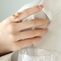 Open Dual Sphere Ball Rings Steel Rose Gold Or Gold view 7