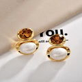 Glass Crystal Pearl Oval Stud Earrings for Women in 2 Pictured Styles view 3