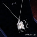 Silver Rectangular Clear CZ Pendant Necklace Pave Bail view 4