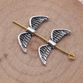 Antique Silver Engraved Wing Spacer Beads for Jewelry Making view 2
