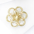 Layered Pearl Camellia Brooch in Gold Tone Decorative Lapel Accessory view 4