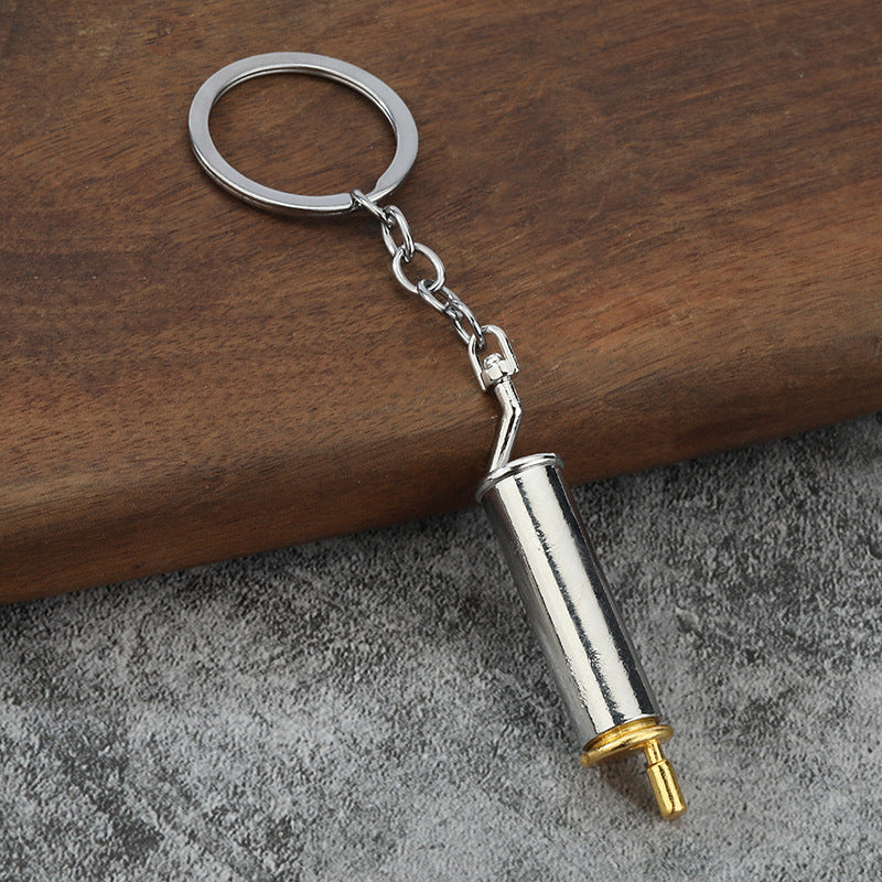 Exhaust Pipe Metal Keychain Creative Car Modification Gift Pendant