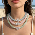 Six Color Faux Baroque Bead Necklaces With Carabiner Clasps view 3