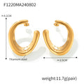 Gold Thick U-Shape Open Hoop Earrings Polished Metal Finish view 6