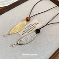Leaf Pendant Cord Necklace in Gold Tone or Silver Tone view 2