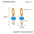 Gold Hoop Resin Polka Dot Mushroom Drop Earrings Five Colors view 7
