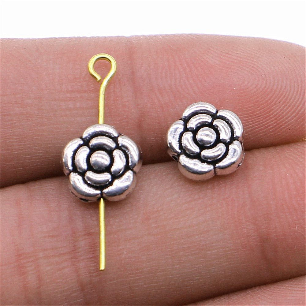 10mm 1.4g Antique Silver Zinc Alloy Round Large Hole Loose Metal Beads for Bracelet Making