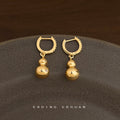 Gold-Tone Pavé CZ Huggie Hoop Gourd Drop Earrings Pair view 4