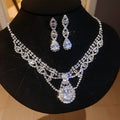 Silver Scalloped Crystal Necklace Earring Sets Three Colors view 7