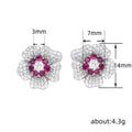 Colored Center Floral Cluster Stud Earrings In Four Variants view 4
