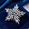 Marquise Rhinestone Snowflake Brooch Blue Clear Silver Tone view 3