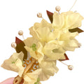 Fabric Flower Pearl Duckbill Hair Clips Pink Cream Two Colors view 5