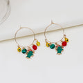 Christmas Green Bell Charm Hoop Earrings Beads Jingle view 4