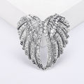Antique Gold Silver Angel Wing Heart Crystal Brooch Pins view 4