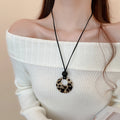 Black Cord Ring Disc Pendant Necklace Assorted Styles view 6