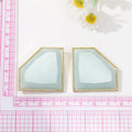 Gold Tone Faceted Irregular Resin Stud Earrings in Three Colors view 5