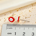 Gold Rim Round Evil Eye Enamel Stud Earrings Four Colors view 2