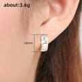 Silver Wide Band Star Clear CZ Huggie Hoop Earrings view 5