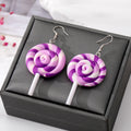 Silver Tone Colorful Resin Lollipop Hook Earrings in Four Designs view 5