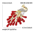 Crystal Peacock Brooch With Beaded Tail Decorative Lapel Pin view 7