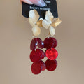 Floral Stud Earrings with Layered Round Disc Drops in Two Colors view 7