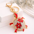 Rhinestone Flower Turtle Keychain Gold Clasp Five Colors view 6