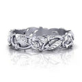 Rose Leaf Openwork Band Ring Gold Silver Black Sizes 5-12 view 5