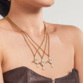 Gold Enamel Hummingbird Pendant Necklace Stainless Steel view 2