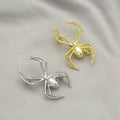 Gold and Silver Sculpted Spider Statement Novelty Brooch Pins view 1