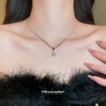 Silver Tone Pink Floral Crystal Necklace in Two Designs view 4