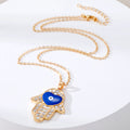 Gold and Silver Tone Crystal Hamsa Heart Eye Necklaces view 2