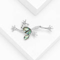 Silver Tone Frog Brooch with Iridescent Shell Inlay view 2