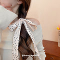 Polka Dot Satin Skinny Scarf Neck Tie Hair Ribbon Two Colors view 3