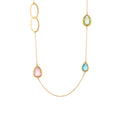 Teardrop Glass Stone Long Necklace in Ten Color and Metal Styles view 5