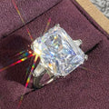 Oversized Rectangular Solitaire Trapezoid-Side Ring Silver Tone view 5