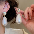 Crystal Stud Teardrop Pearl Style Earrings in Two Colors view 4