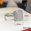 Rectangular Clear Stone Cluster Double-Halo Ring In Silver Tone view 5