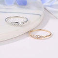 Slim Half-Eternity Clear Stone Ring In Three Metal Tones view 3