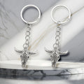 Silver Bull Skull Metal Keychain Western Longhorn Charm view 4