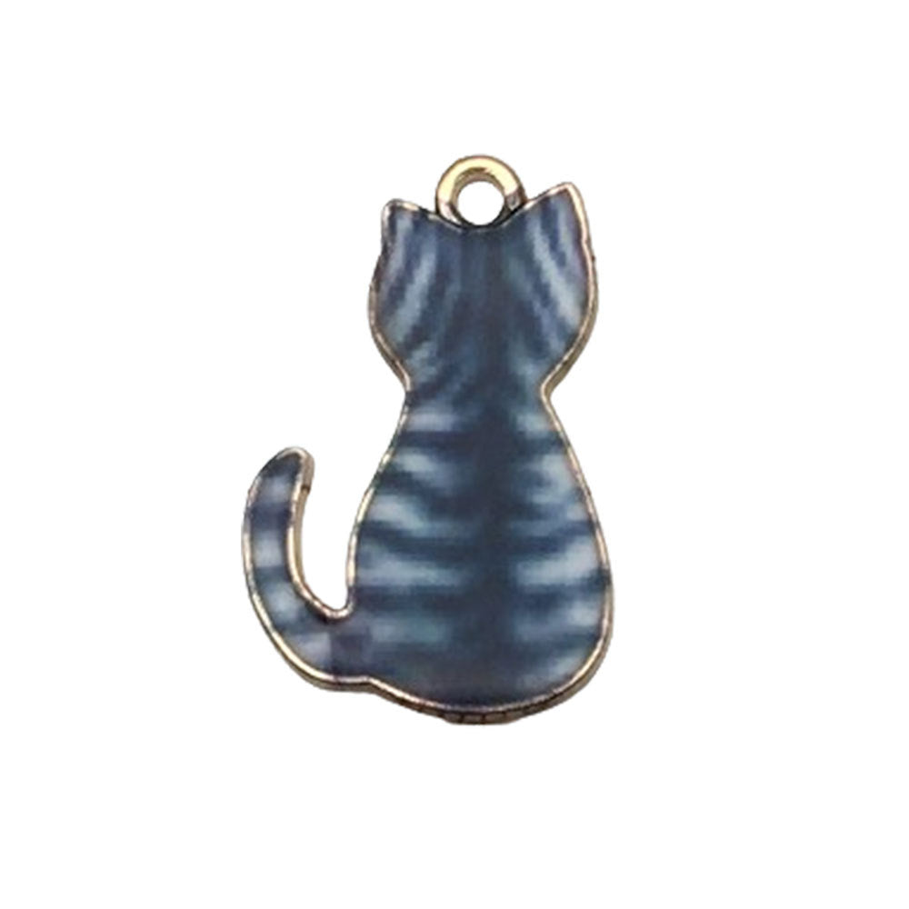 Printed Enamel Zinc Alloy Cat Charm Pendant for DIY Bracelet Necklace Phone Chain Making