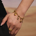 Snake Chain Heart Zircon Charm Bracelet Gold Steel view 2
