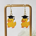 Gold Tone Graduation Duck Drop Earrings in Two Designs view 3
