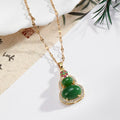 Green Jade-Look Gourd Bamboo Pendant Necklaces Gold Chain 5 Styles view 6