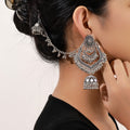 Red Blue and White Long Ear Chain Chandelier Earrings view 8