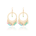 Pink Green White and Rainbow Bead Fringe Wrapped Hoops view 5
