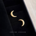 Polished Gold Crescent Moon Stud Earrings Smooth Metal view 3