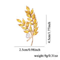 Yellow Wheat Crystal Pearl Look Two Designs Metal Brooch Pin view 2