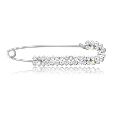 Crystal Safety Pin Brooch In Gold And Silver Tones