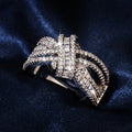 Baguette Bow Knot Wide Ring In Polished Silver Tone view 2