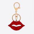 Red Rhinestone Lips Keychain Gold Clasp Open Mouth Charm view 5
